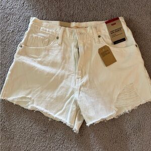 Levi's Women's Cream High Waist Denim Shorts